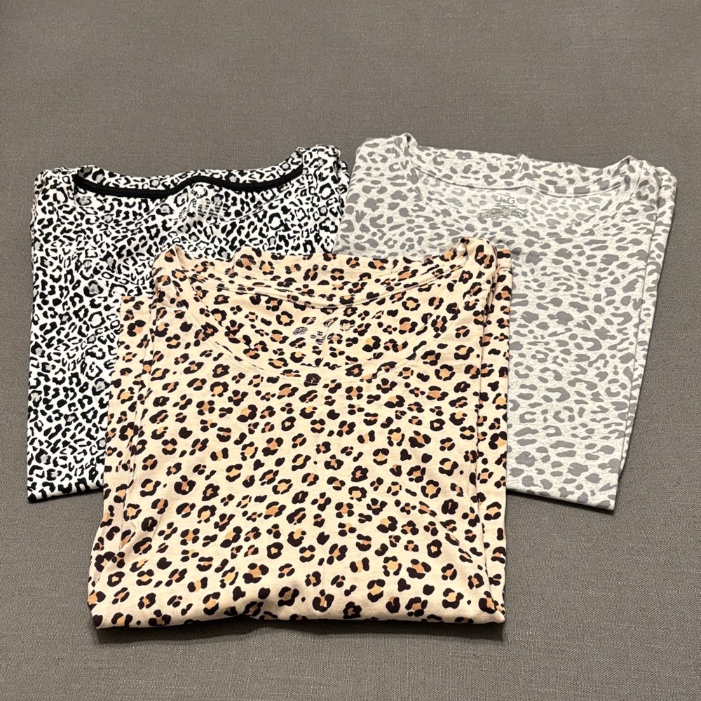 Leopard Print sleep  T-Shirts Set of 3 (2) medium and (1) small
